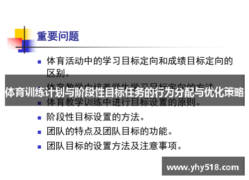 体育训练计划与阶段性目标任务的行为分配与优化策略